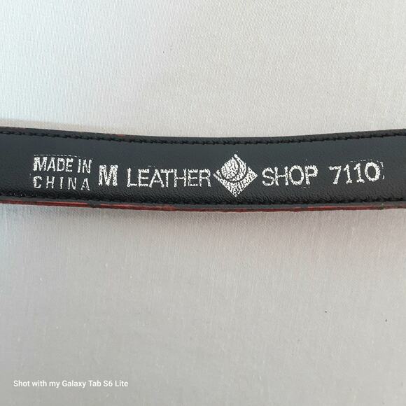 Distressed Genuine Reptile Skinny Belt Womens Medium Burnished Red - Picture 8 of 11